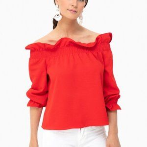 TUCKERNUCK Red Marguerite Off Shoulder Top Large EUC